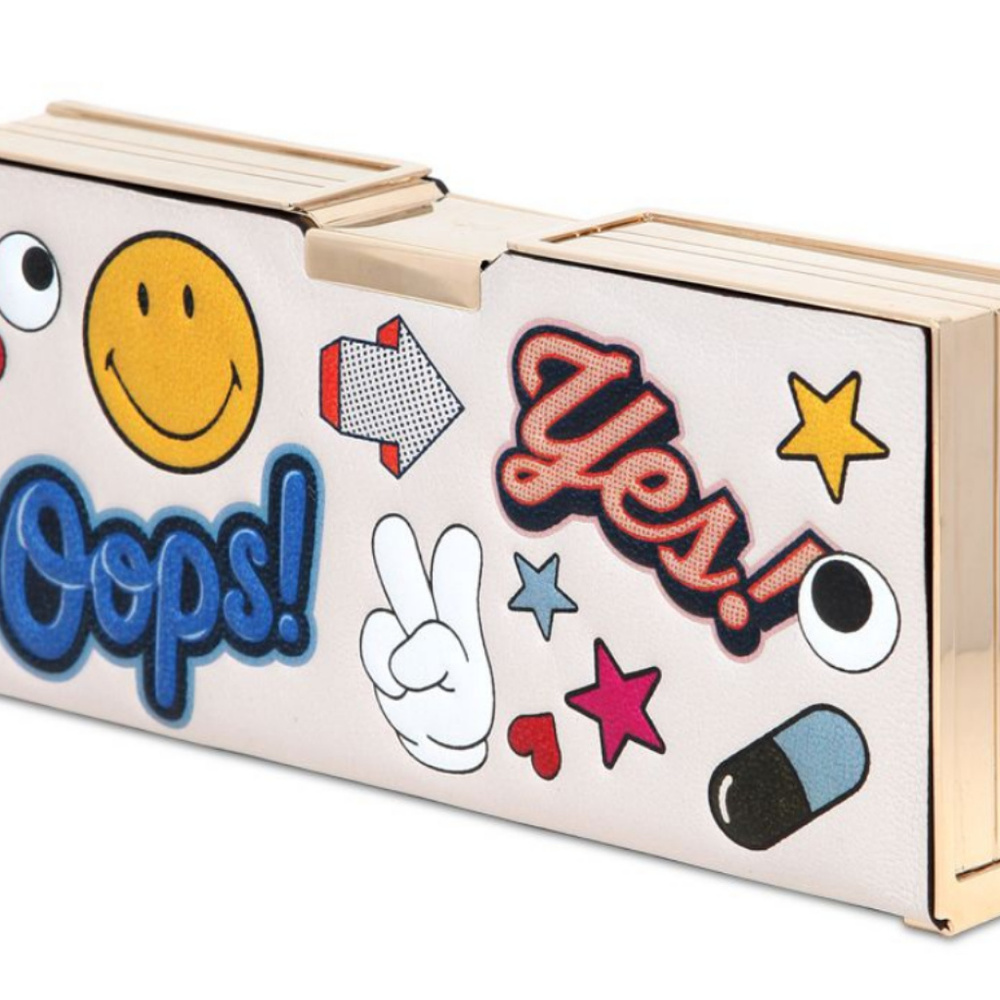Anya Hindmarch Stickered-Up Pencil Case Clutch